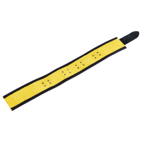 Collier en Cuir Noir et Jaune avec Anneaux