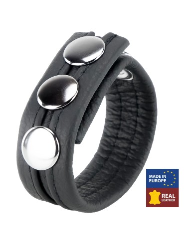 Cockring Cuir 3 Pressions Noir | FetishXplore