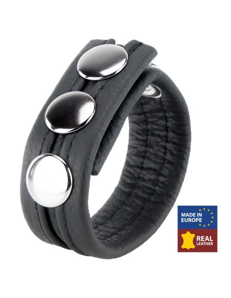 Cockring Cuir 3 Pressions Noir | FetishXplore