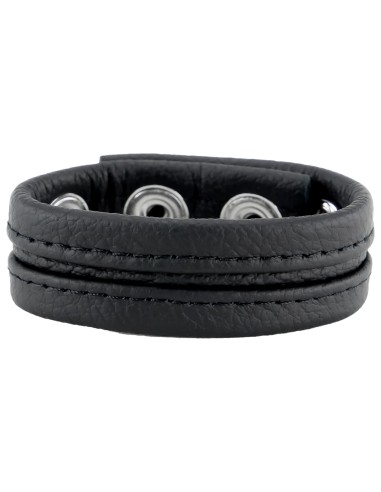 Cockring Cuir 3 Pressions Noir | FetishXplore