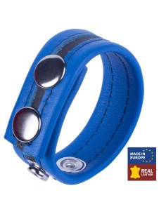 Cockring Cuir 3 Pressions Bleu | FetishXplore
