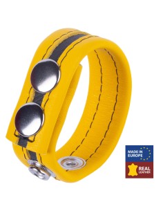 Cockring Cuir 3 Pressions Jaune | FetishXplore