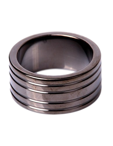 Cockring RIBBED Black 25mm Métal | FetishXplore