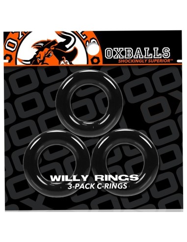 Lot 3 Cockrings Willy Rings Noirs | FetishXplore