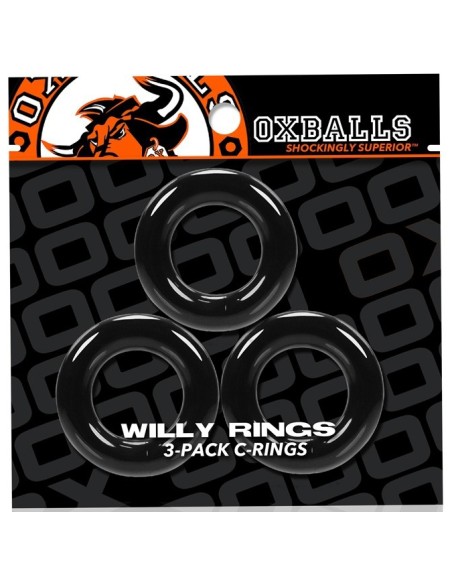 Lot 3 Cockrings Willy Rings Noirs | FetishXplore