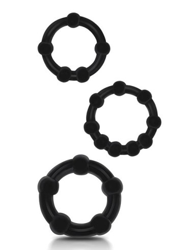Set of 3 mini soft cockrings Beaded Set Black