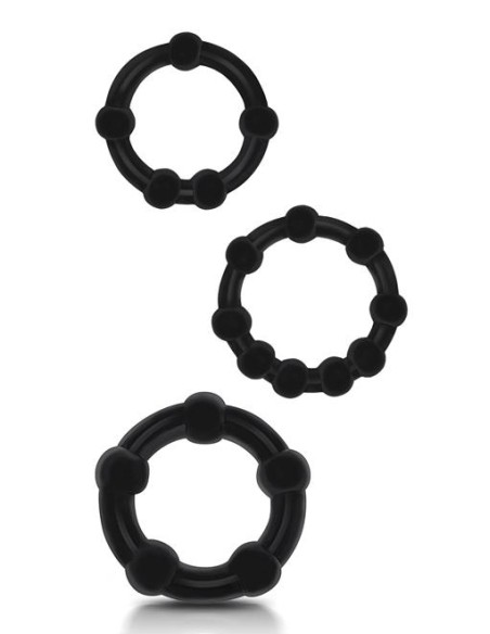 Set of 3 mini soft cockrings Beaded Set Black