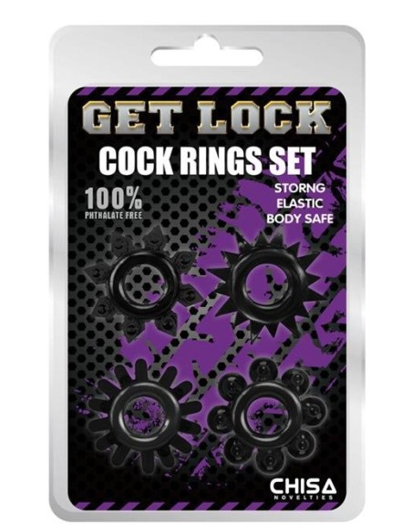 Lot de 4 Cockrings Ring Stars Noirs | FetishXplore