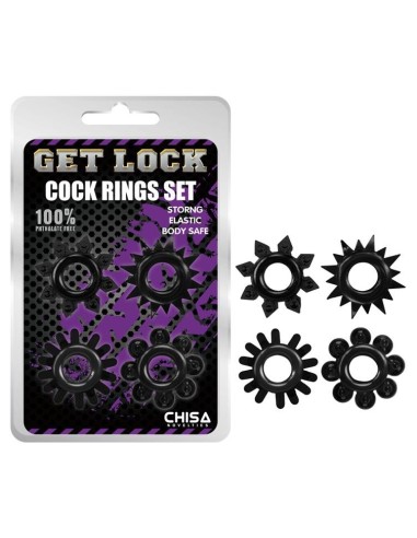 Lot de 4 Cockrings Ring Stars Noirs | FetishXplore