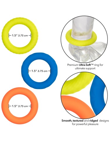 Lot de 3 Cockrings Colorés Link Up Climax 38mm | FetishXplore