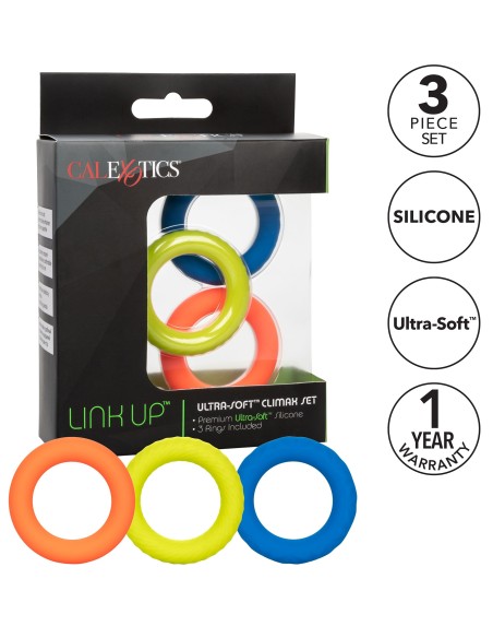 Lot de 3 Cockrings Colorés Link Up Climax 38mm | FetishXplore