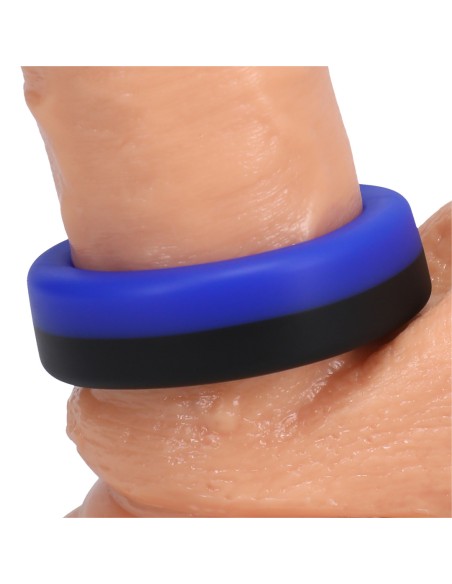 Cockring The Big O 32 mm Noir-Bleu Bicolore | FetishXplore