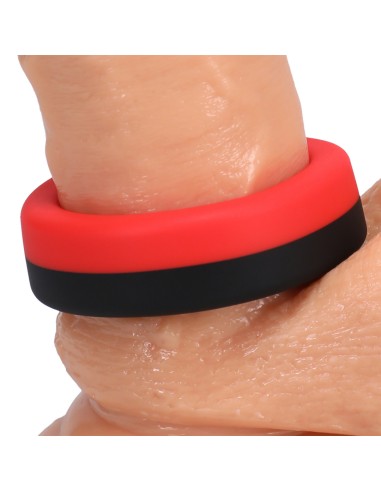 Cockring The Big O 32 mm Noir-Rouge Bicolore| FetishXplore