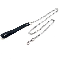 Laisse en Cuir avec Chaîne en Métal de 1 Mètre