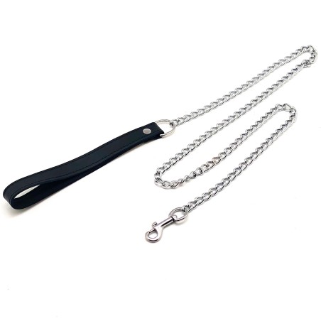 Laisse en Cuir avec Chaîne en Métal de 1 Mètre