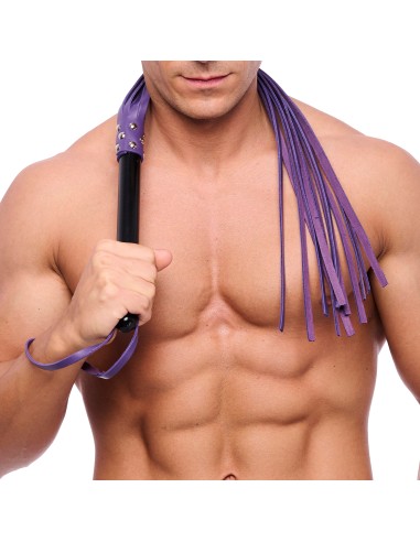 MARTINET IN PURPLE LEATHER - 78cm - WOODEN HANDLE