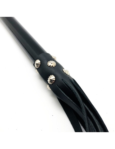 BLACK LEATHER HANDLE - 78cm - WOODEN HANDLE