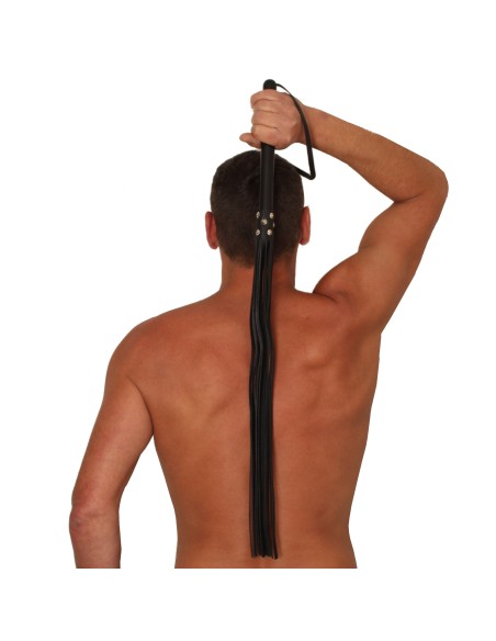 BLACK LEATHER HANDLE - 78cm - WOODEN HANDLE