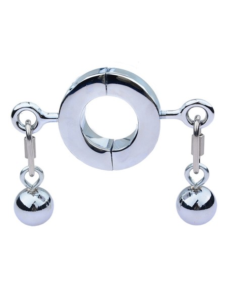 Metal Ballstretcher with Testicle Balls M 32mm - Height 20mm - Weight 485g Silver plated