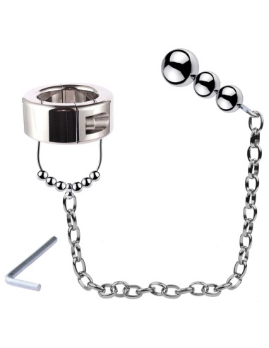Ballstretcher en métal avec Plug Boules Cbt  36mm 400g | FetishXplore