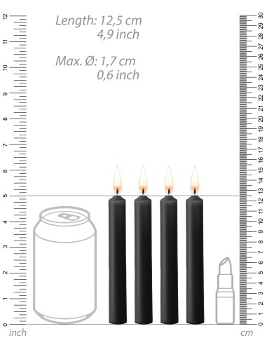 Lot de 4 Mini Bougies SM Wax Noire | FetishXplore