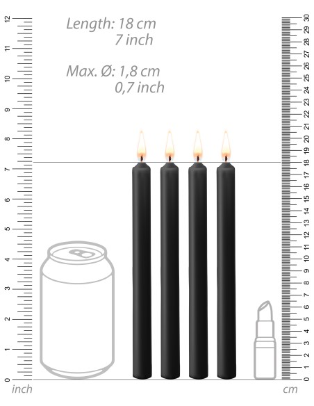 Lot de 4 Bougies SM Teasing Wax Noire | FetishXplore