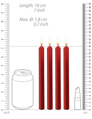 Lot de 4 Bougies Teasing Wax Rouge | FetishXplore