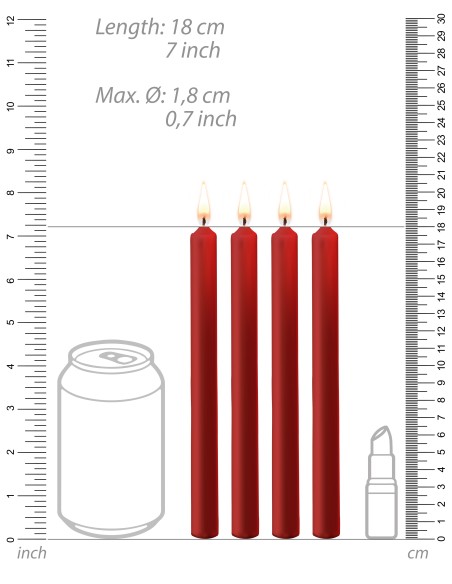 Lot de 4 Bougies Teasing Wax Rouge | FetishXplore