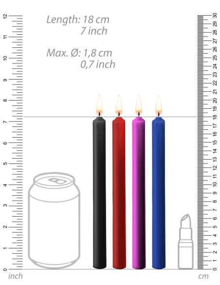 Lot de 4 Bougies SM Teasing Wax Multicolore | FetishXplore