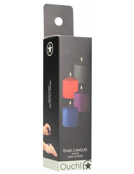 Lot de 4 Bougies Tease Candle Parfums Variés 24g | FetishXplore