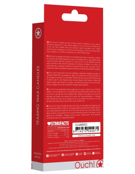 Lot de 4 Mini Bougies SM Wax Rouge | FetishXplore