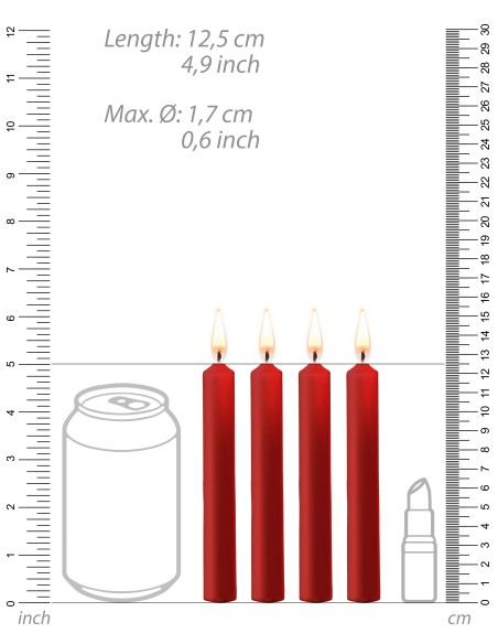 Lot de 4 Mini Bougies SM Wax Rouge | FetishXplore