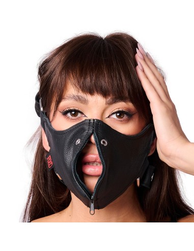 Leather mask with zip