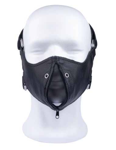 Leather mask with zip