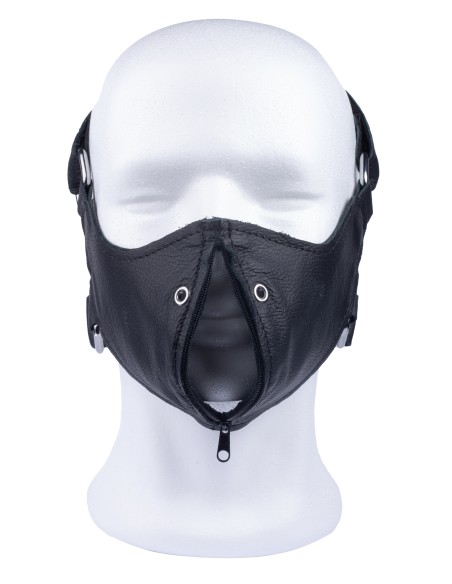 Leather mask with zip