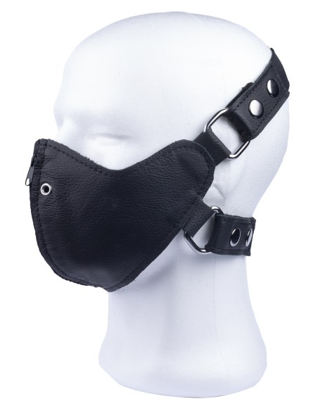 Leather mask with zip