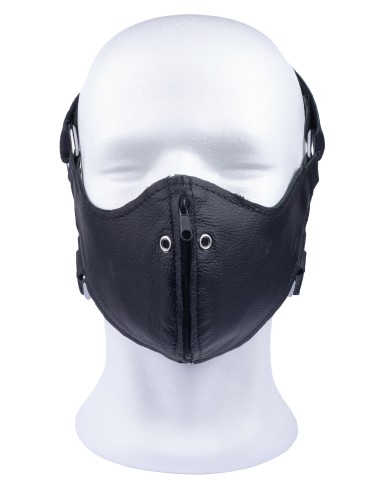 Leather mask with zip
