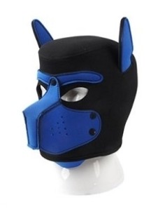 Masque Puppy Néoprène Dog On Noir-Bleu | FetishXplore