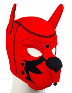 Cagoule Puppy Fox Néoprène Rouge-Noir | FetishXplore