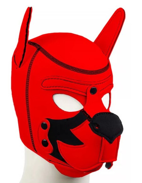 Cagoule Puppy Fox Néoprène Rouge-Noir | FetishXplore