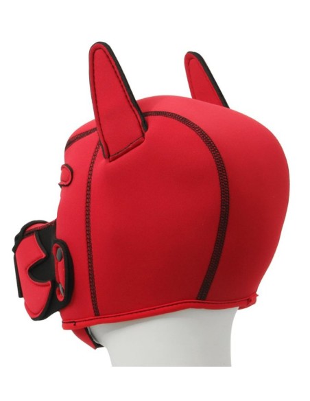 Cagoule Puppy Fox Néoprène Rouge-Noir | FetishXplore