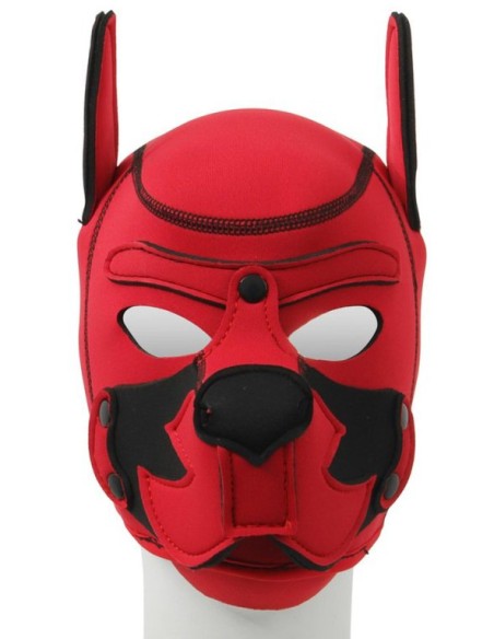 Cagoule Puppy Fox Néoprène Rouge-Noir | FetishXplore