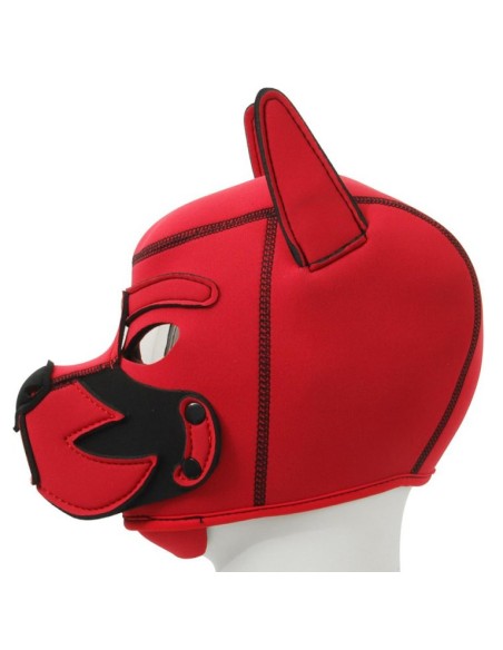 Cagoule Puppy Fox Néoprène Rouge-Noir | FetishXplore