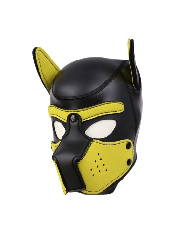 Cagoule Puppy Néoprène Jaune-Noir | FetishXplore