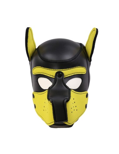 Cagoule Puppy Néoprène Jaune-Noir | FetishXplore
