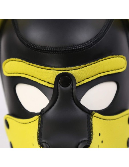 Cagoule Puppy Néoprène Jaune-Noir | FetishXplore