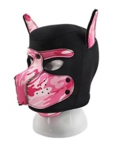 Masque Puppy Néoprène Dog On Noir-Camouflage Rose | FetishXplore