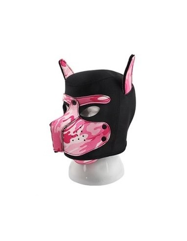 Masque Puppy Néoprène Dog On Noir-Camouflage Rose | FetishXplore