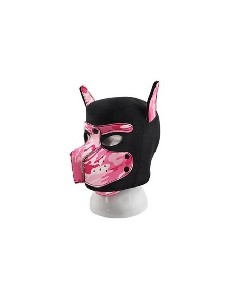 Masque Puppy Néoprène Dog On Noir-Camouflage Rose | FetishXplore