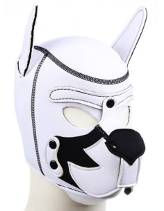 Cagoule Puppy Fox Néoprène Blanc- Noir | FetishXplore